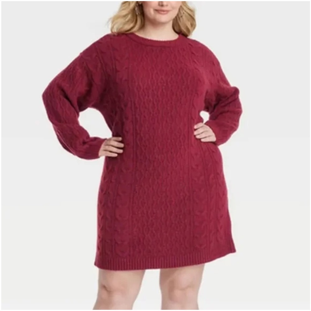 NWT Universal Thread Maroon Cashmere-Like Sweater Dress Size XL